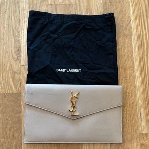 YSL Envelope Flap Leather Clutch Bag